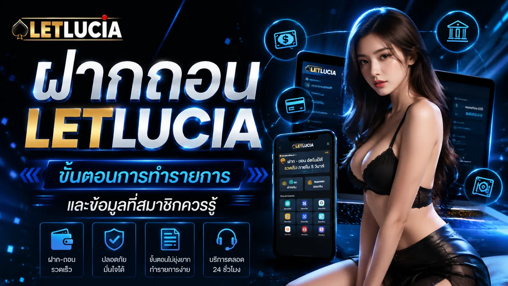 ฝากถอน Letlucia ขั้นตอนการทำรายการและข้อมูลที่สมาชิกควรรู้